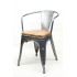 M7786w Industrial Stackable Commercial Restaurant Hospitality Tolix Edison Dining Arm Chairs Wood Seat